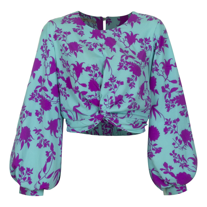 بلوز آستین بلند زنانه نیزل مدل 0979-351 رنگ آبی