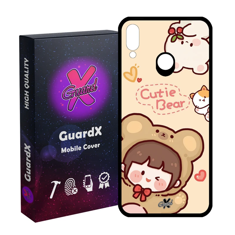 کاور گارد ایکس طرح خرسی مدل Glass10506 مناسب برای گوشی موبایل هوآوی Y9 2019