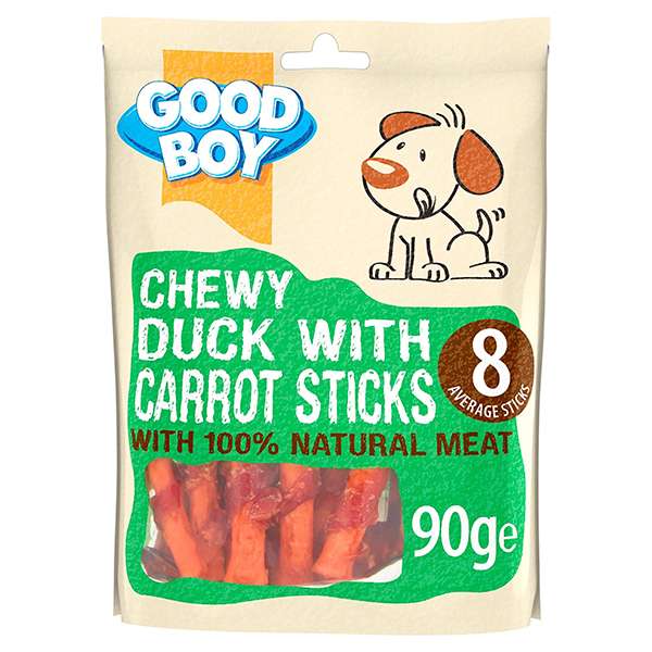 غذای تشویقی سگ گودبوی مدل chewy duck with carrot sticks وزن 90 گرم