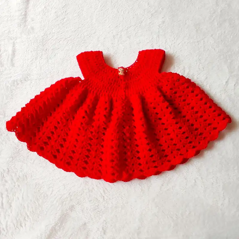 سارافون نوزادی مدل بافتنی رنگ قرمز