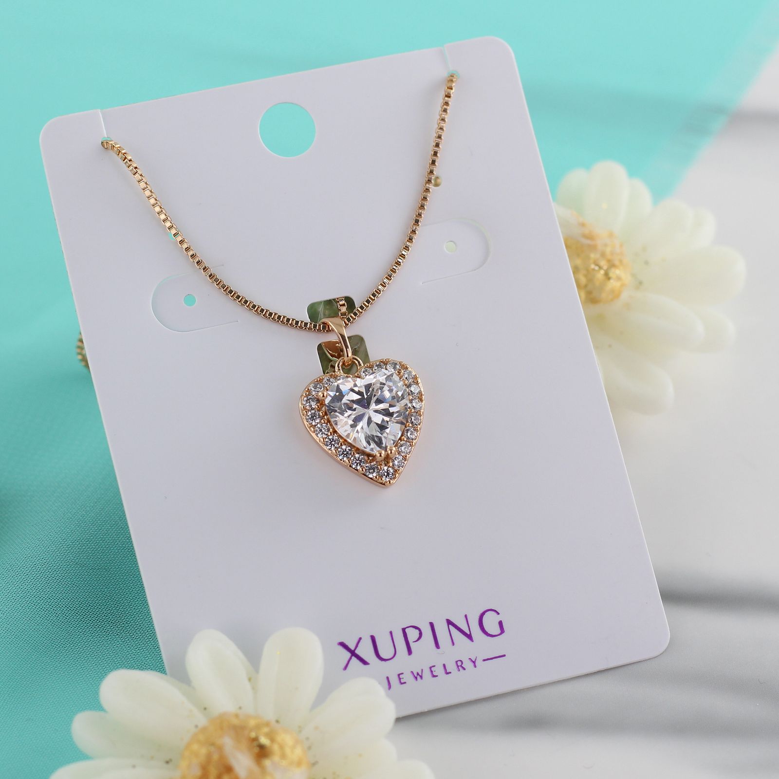 گردنبند زنانه ژوپینگ مدل قلب جواهری کد AAB490 -  - 2