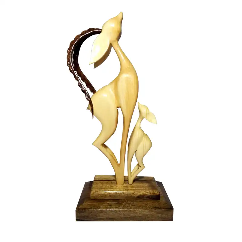 مجسمه چوبی مدل غزال طرح مادر