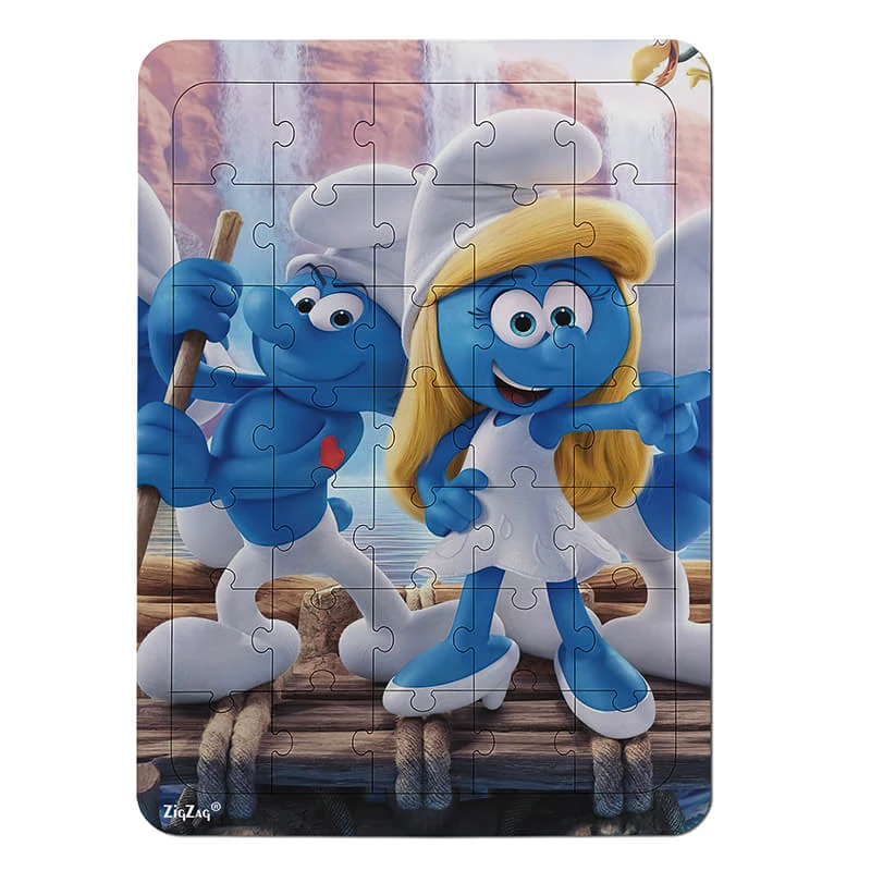 پازل 35 تکه زیگ زاگ مدل چوبی اسمورفها کد 351049