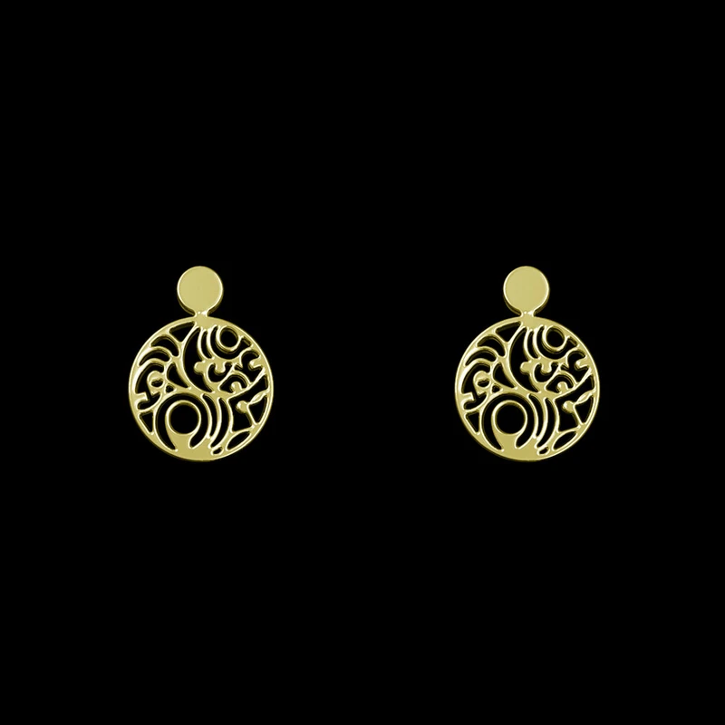 گوشواره طلا 18 عیار زنانه مدوپد مدل هندسی کد GA1-13968