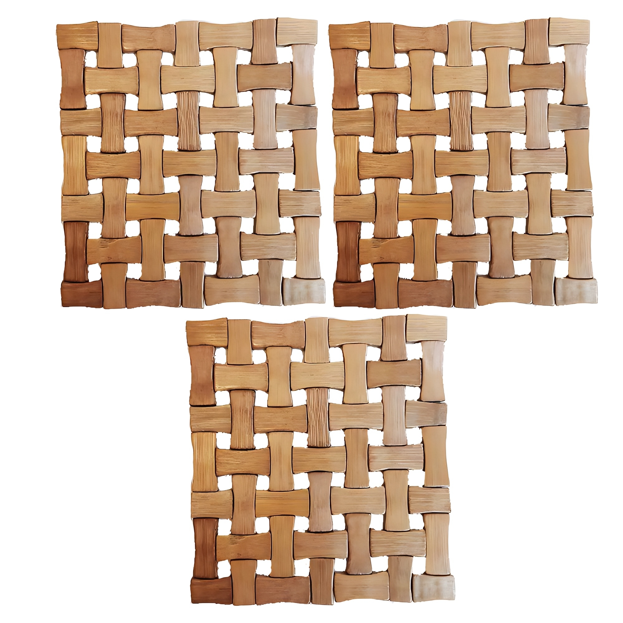 زیربشقابی و زیرقابلمه ای مدل چوبی بامبو بسته 3 عددی