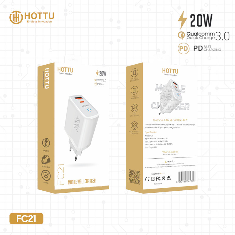 شارژر دیواری 20 وات هوتو مدل FC21