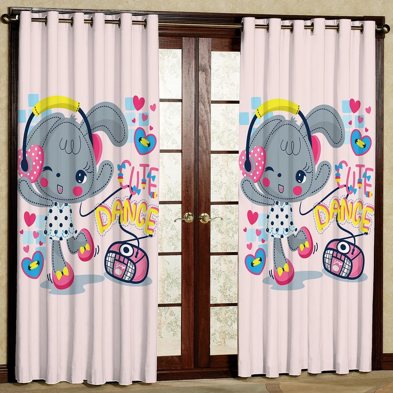 پرده مدل خرگوش و موزیک مخمل پانچی کد 358A سایز 140x280 سانتی متر