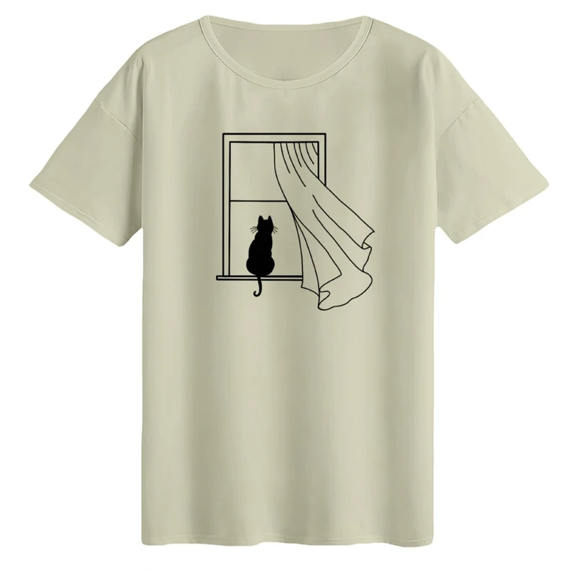 تی‌شرت لانگ آستین کوتاه زنانه مدل پنجره