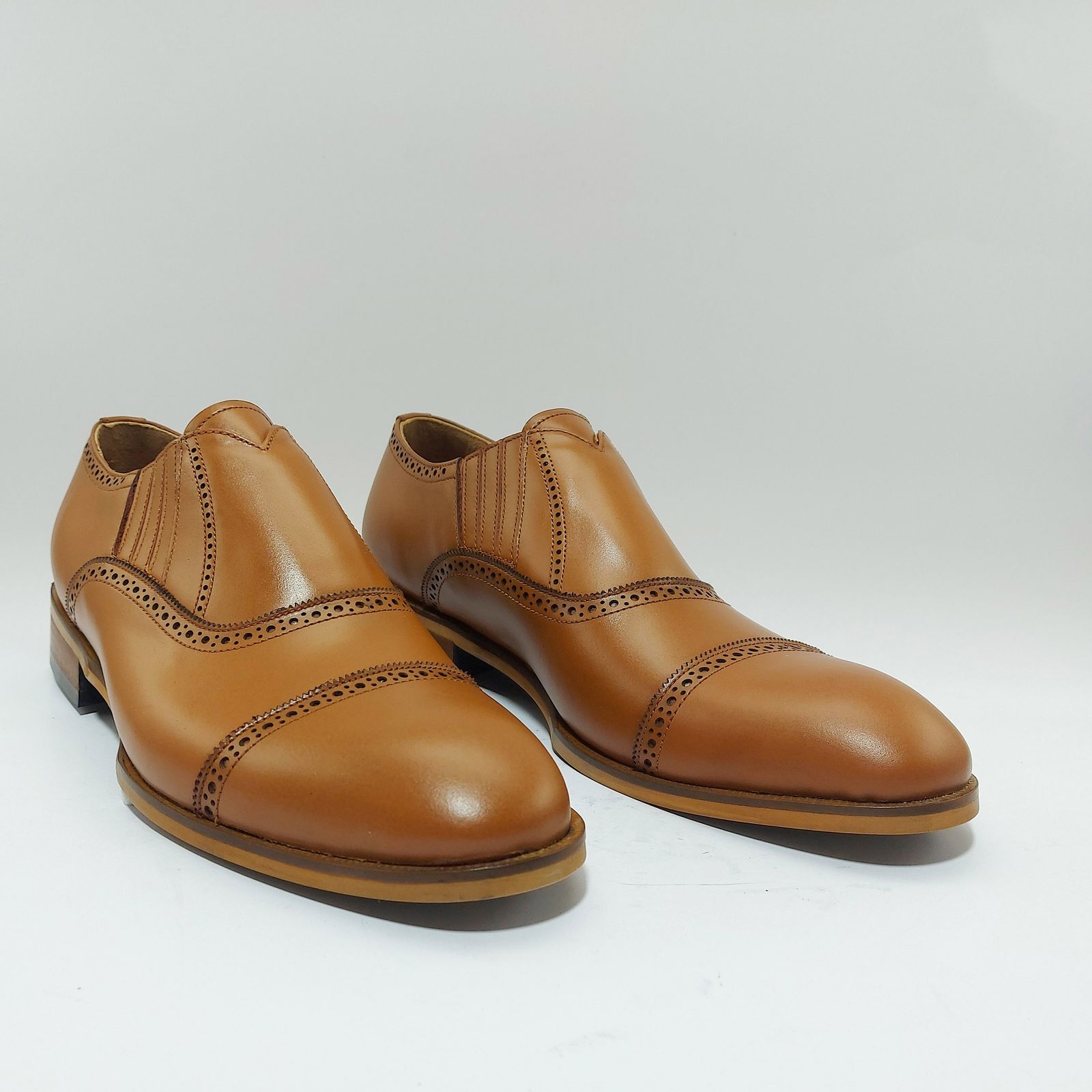 کفش مردانه کرمانی مدل چرم دستدوز طبیعی کد 1070 رنگ عسلی -  - 8