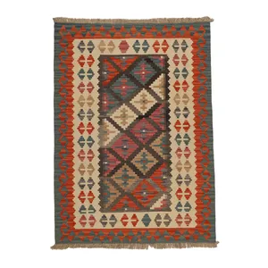 گلیم دستبافت یک و نیم متری مدل قشقایی کد 4040754 زمینه کرم