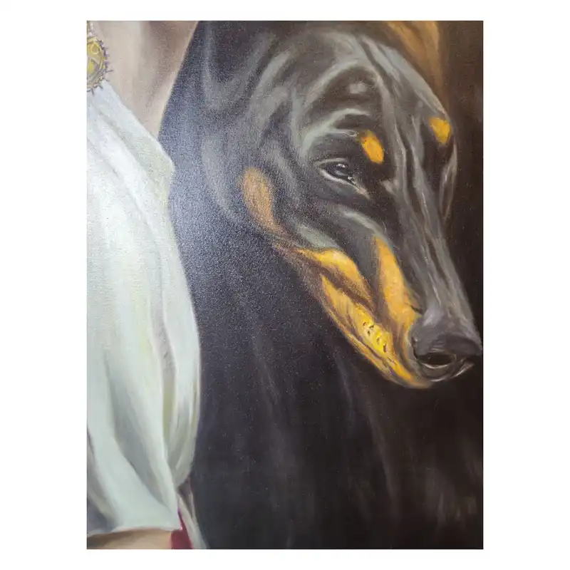 تابلو نقاشی رنگ روغن مدل دوبرمن کد 1402