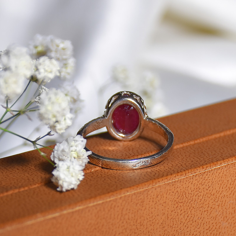 انگشتر نقره زنانه نقره جات لطفی مدل یاقوت کد ANZS05E01