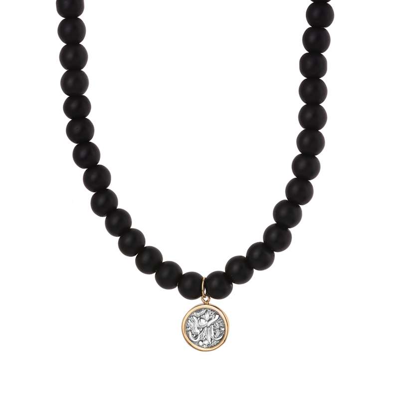 گردنبند طلا 18 عیار مردانه گالری شیدا مدل مجد جام تویی اونیکس