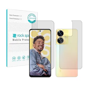 Rockspace HyGEL model transparent screen protector suitable for Realme C55 mobile phone along with the back of the phone