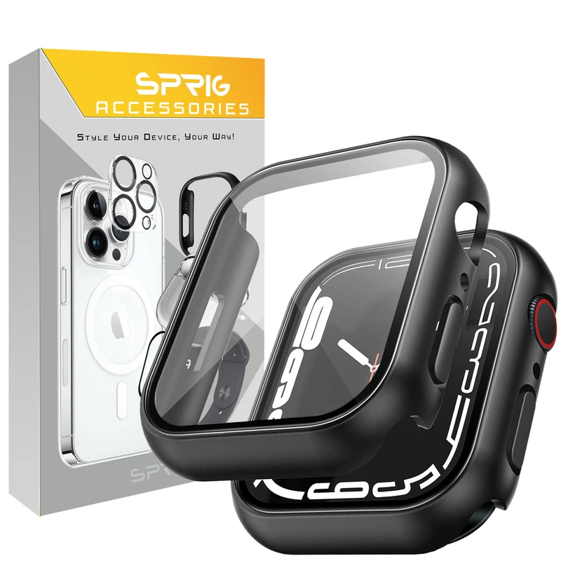 کاور اسپریگ مدل Guard-SP-Glass مناسب برای اپل واچ Series 7 45mm / Series 8 45mm / Series 9 45mm به همراه محافظ صفحه نمایش