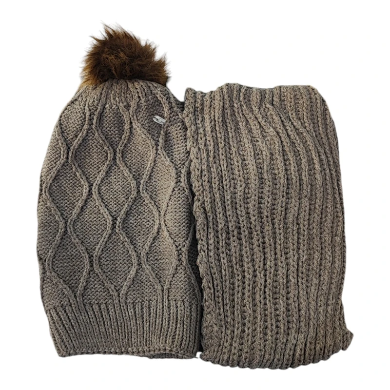 ست کلاه و شال گردن بافتنی زنانه مدل شیطونی لوزی ۰۴