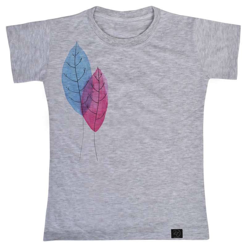 تی شرت آستین کوتاه دخترانه 27 مدل COLORED LEAVES کد Z19