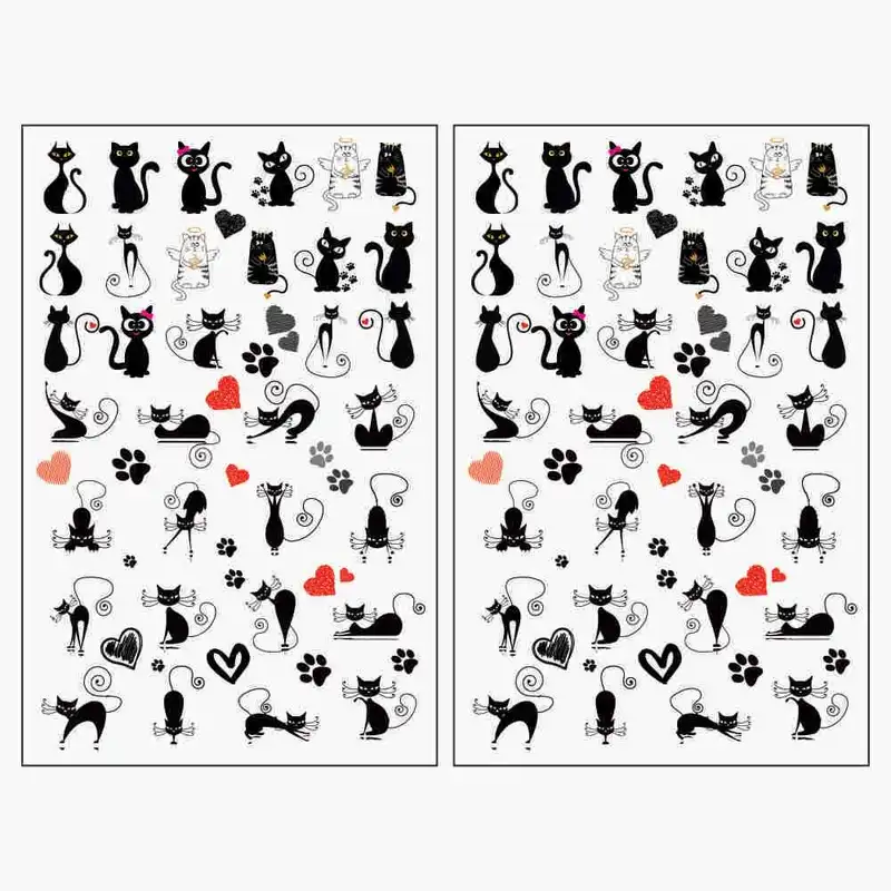 برچسب لنز ناخن طرح گربه کد BLN4601 بسته 2 عددی