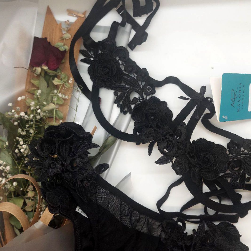 ست شورت و سوتین زنانه مکسوریا مدل انبرودی گلدانتل کد NKU MAX 02207 - - 4