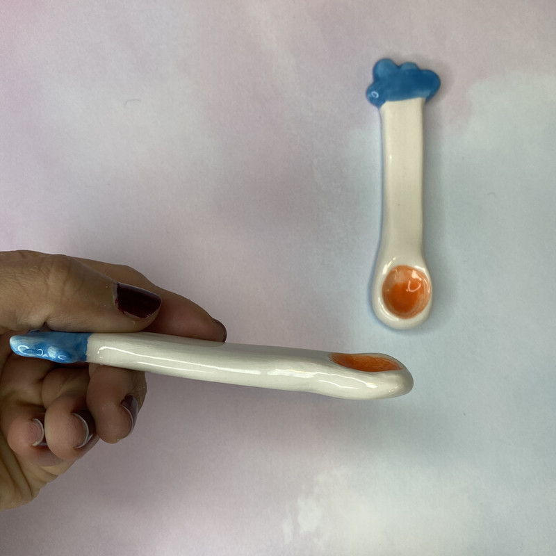 قاشق سرامیکی طرح ابر کد 06 بسته 2 عددی