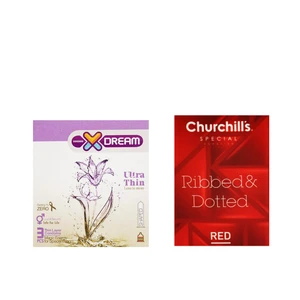 کاندوم ایکس دریم مدل Ultra Thin بسته 3 عددی به همراه کاندوم چرچیلز مدل Hot Gel بسته 3 عددی
