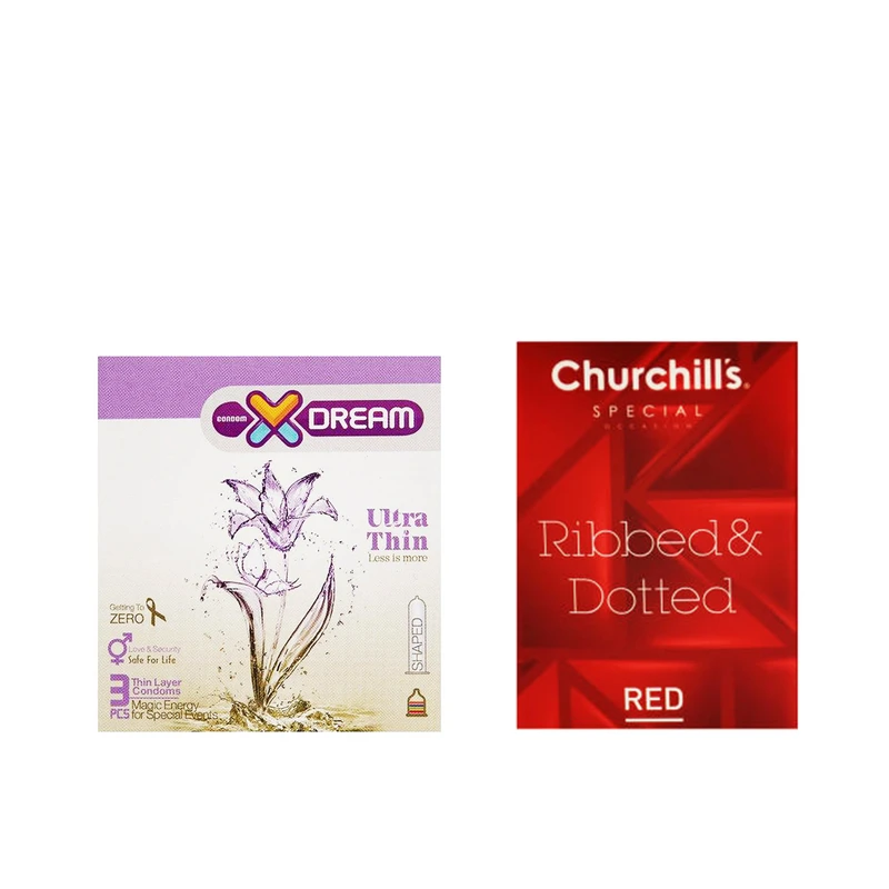 کاندوم ایکس دریم مدل Ultra Thin بسته 3 عددی به همراه کاندوم چرچیلز مدل Hot Gel بسته 3 عددی