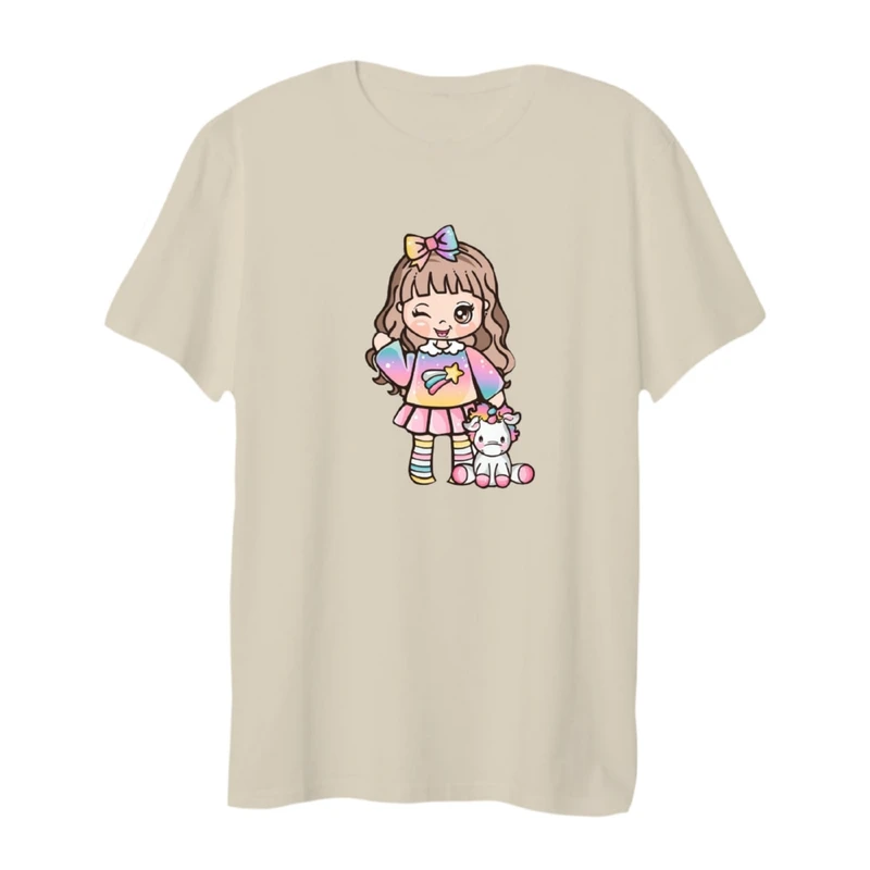 تی شرت لانگ آستین کوتاه زنانه مدل یونیکورن کد 5