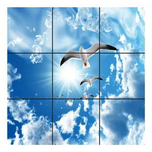 تایل سقفی آسمان مجازی طرح دسته مرغ‌های ماهی خور کد 091 سایز 60x60 سانتی متر مجموعه 9 عددی