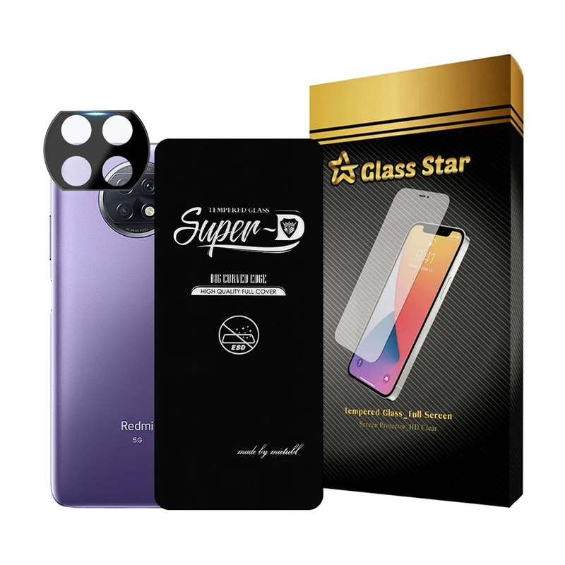 محافظ صفحه نمایش گلس استار مدل SUPLNFUGS مناسب برای گوشی موبایل شیائومی Redmi Note 9T به همراه محافظ لنز گوشی