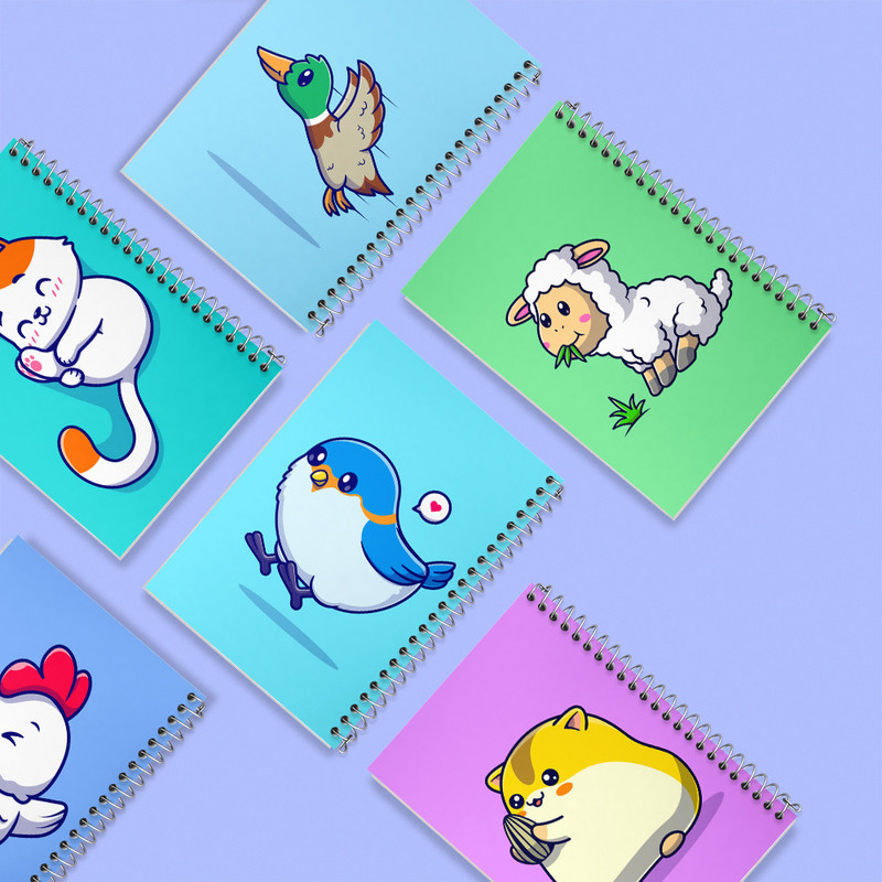 دفتر نقاشی 50 برگ خندالو طرح حیوانات بامزه کد 423 مجموعه 6 عددی