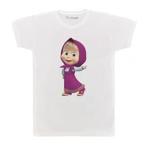 تی شرت آستین کوتاه بچگانه پرمانه طرح ماشا و میشا کد pmt.6844