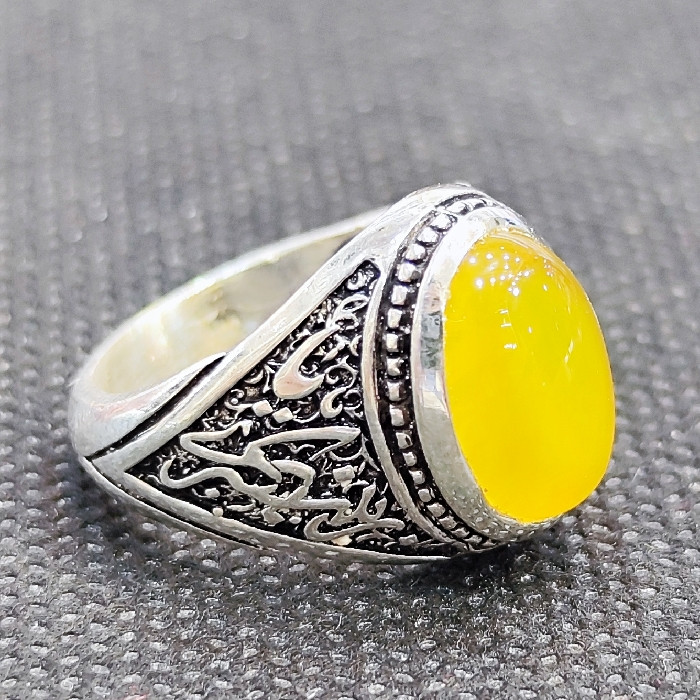 انگشتر نقره مردانه مدل سنگ شرف الشمس طرح یا زینب کبری کد 2330