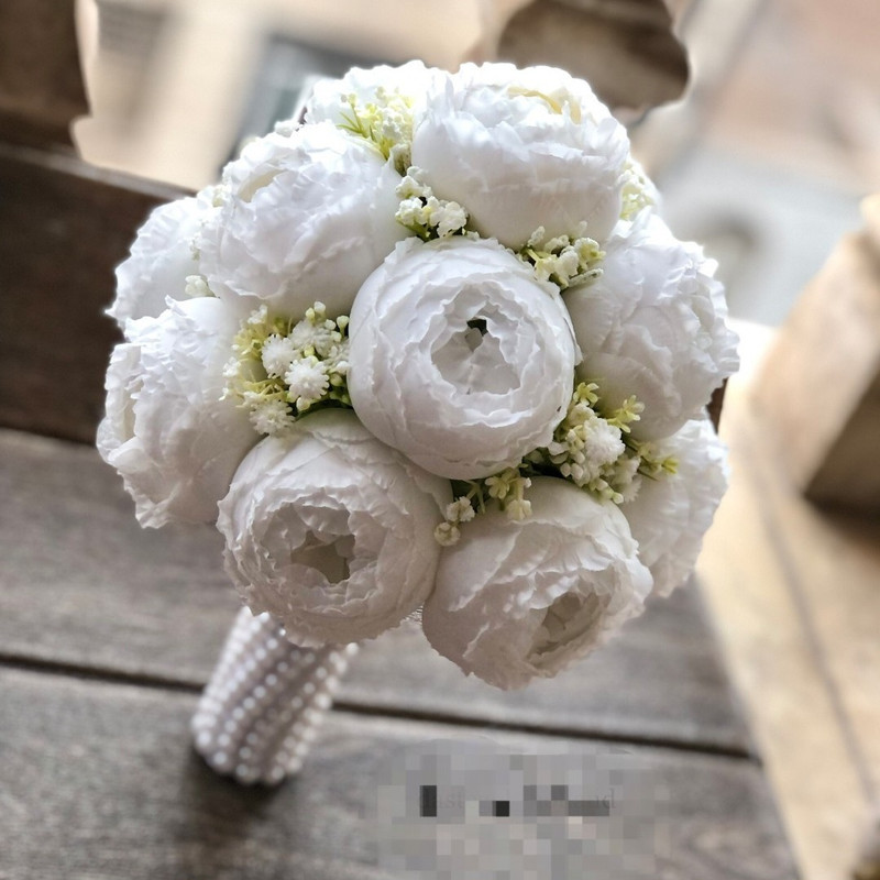 دسته گل عروس مصنوعی مدل پیونی