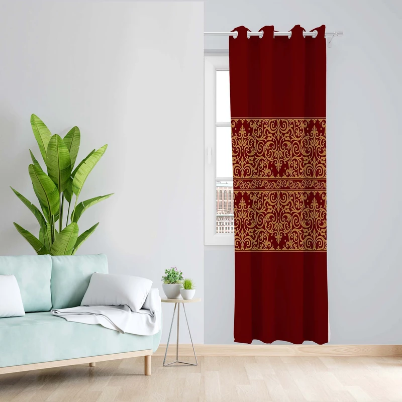 پرده طرح سنتی مدل مخمل پانچی کد 5024 z سایز 140x200 سانتی متر