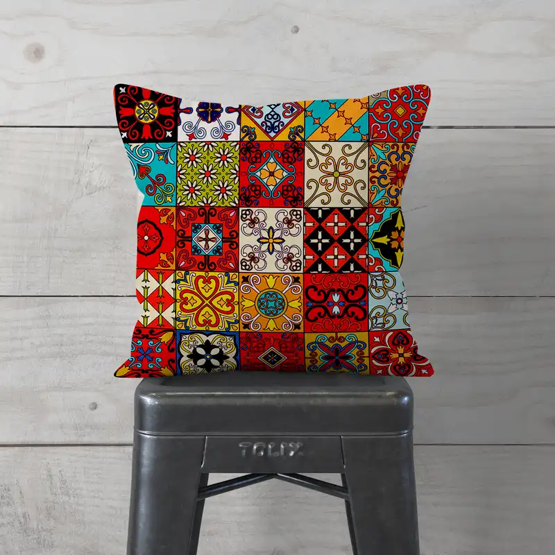 کاور کوسن مدل چهل تیکه دورو طرح دار کد 9840