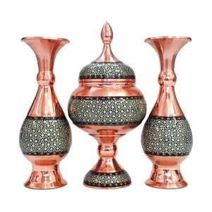 ست 3 تکه گلدان و شکلات خوری خاتم کاری کد 25-2