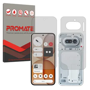 Promate Hydrogel model Transparent Screen Protector for Nothing Phone 4a mobile phone along with the back protector