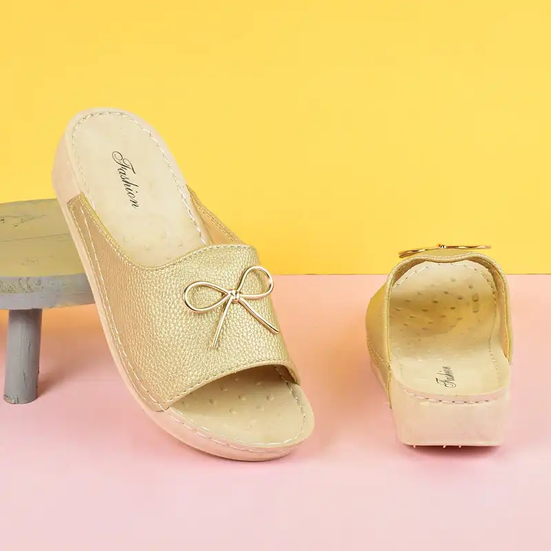 دمپایی زنانه نیکتا مدل پاپیون کد GLD.4040