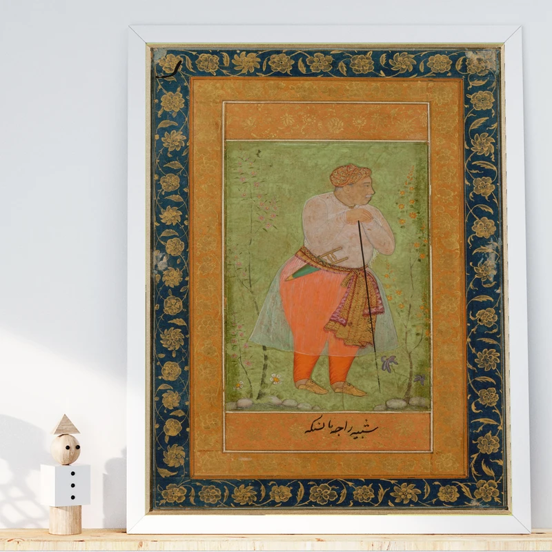 تابلو طرح نگارگری درباری مدل G01325 فریم سفید