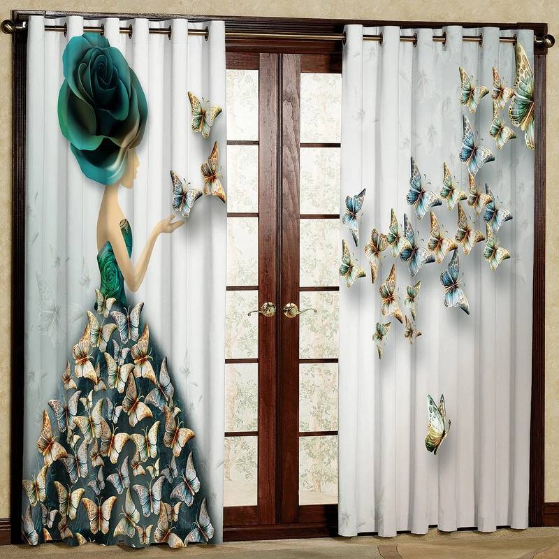 پرده مدل دختر پروانه ای هازان پانچی کد 4312 سایز 140x200 سانتی متر