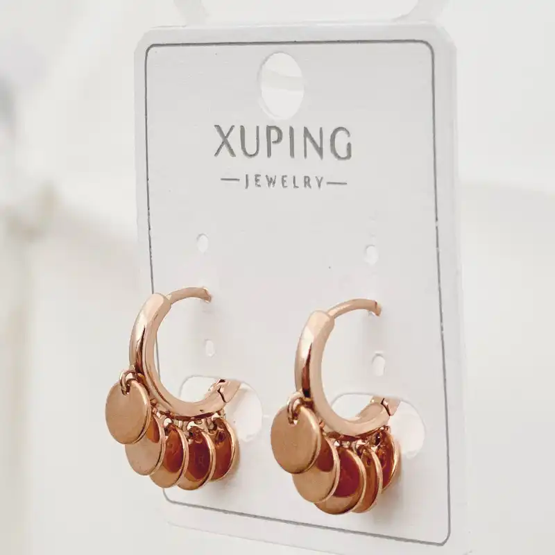 گوشواره زنانه ژوپینگ مدل حلقه ای آویز سکه ای کد 102005028