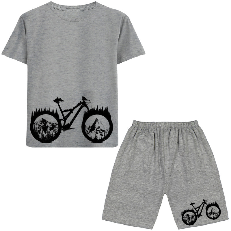 ست تی شرت و شلوارک پسرانه مدل دوچرخه کد N248