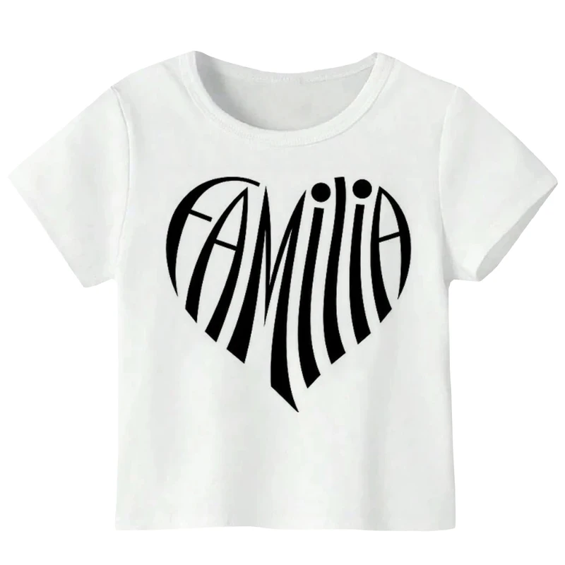 تی‌شرت آستین کوتاه دخترانه مدل W131 طرح قلب راه راه