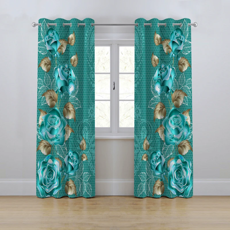 پرده مدل پانچی طرح گل سه بعدی سایز 280x145 سانتی متر