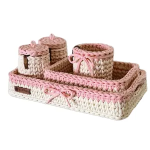 سبد قلاب بافی طرح رومیزی کد 20 مجموعه 5 عددی