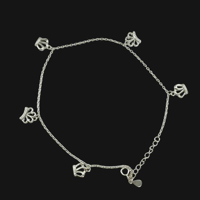 پابند نقره زنانه مدل تاج کد 001