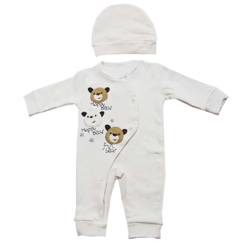 ست سرهمی و کلاه نوزادی مدل خرس