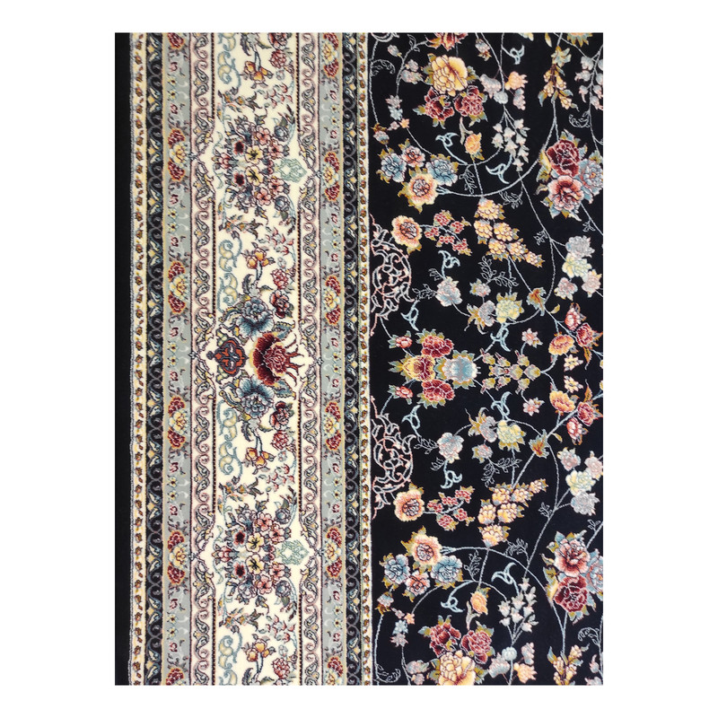 فرش ماشینی مشهد کد 722111 زمینه سرمه ای