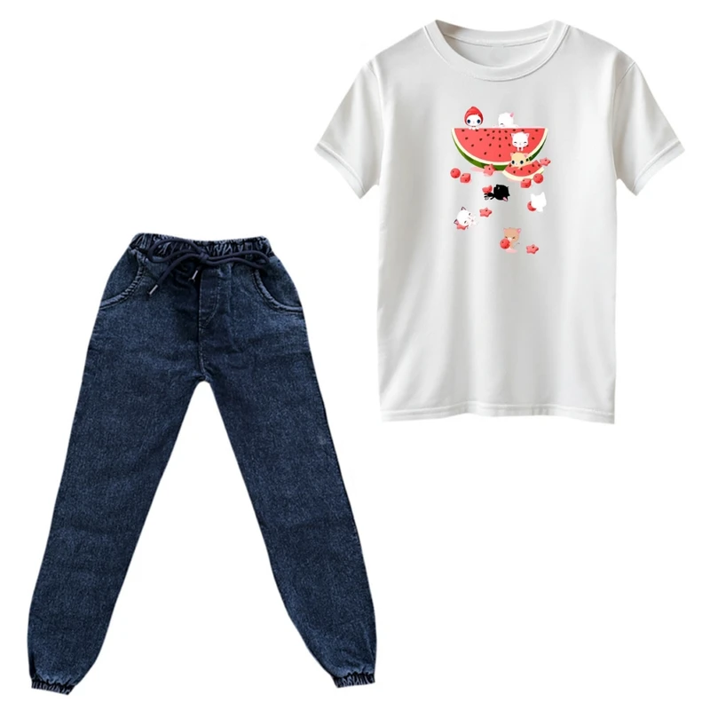 ست تی‌شرت و شلوار پسرانه مدل حیوانات و هندوانه یلدایی کد 2