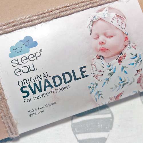 قنداق نوزادی اسلیپ ایکو مدل Swaddle کد SWBLN به همراه هدبند